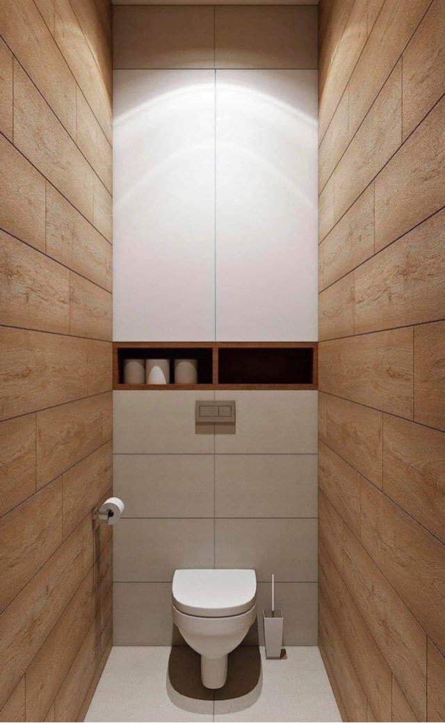 Timber-look tiled powder room